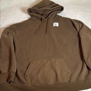 Nike-Jordan Womens Flight Hoodie Sweatshirt-Oversized-Brown-L